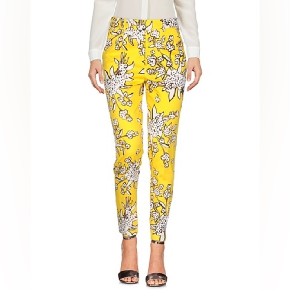 RED Valentino Yellow Floral Cropped Ankle Pants